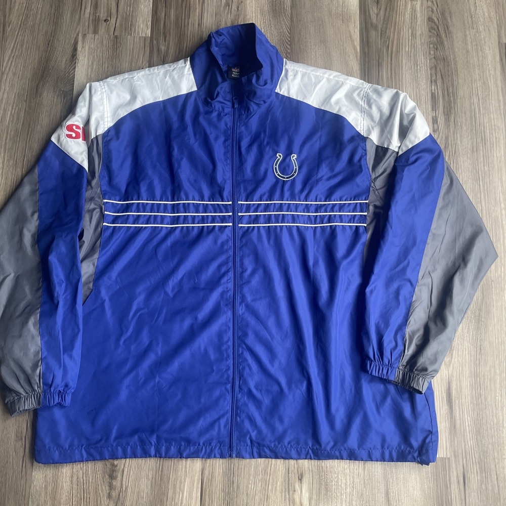 Reebok Indianapolis Colts NFL Team Apparel‎ Windbreaker Jacket Blue Mens 2XL